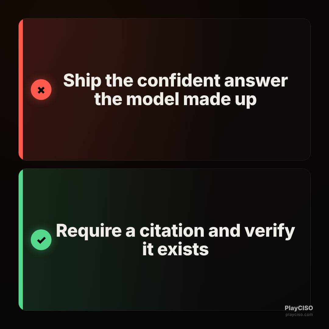 Choice meme rejecting a made-up confident answer and approving verified citations.