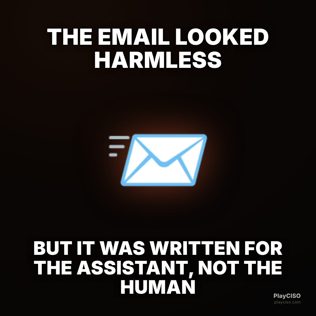 Classic meme over an envelope: an email written to hijack the assistant, not the human.